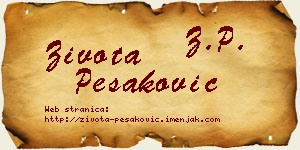 Života Pešaković vizit kartica